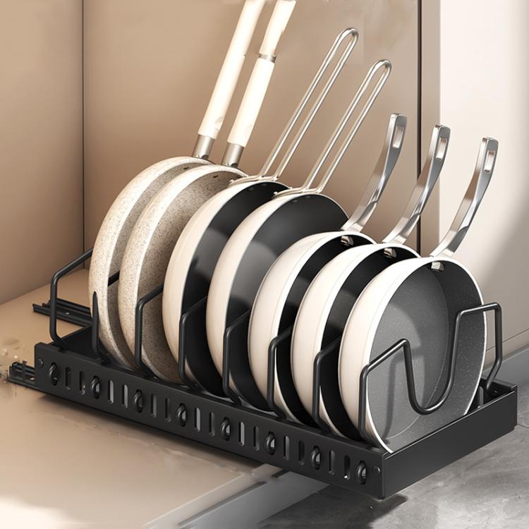 Kitchen Pull-Out Rack Pots And Pans Organizer Cabinet Countertop Dish Tray