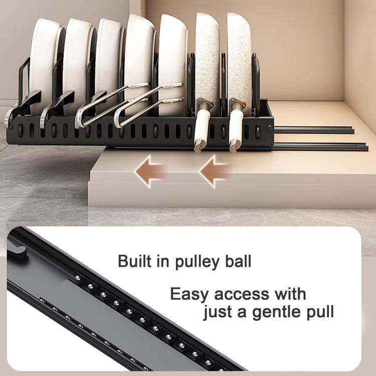 Kitchen Pull-Out Rack Pots And Pans Organizer Cabinet Countertop Dish Tray