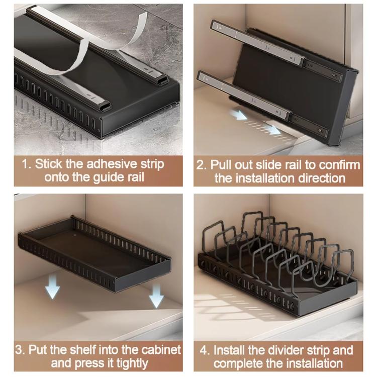 Kitchen Pull-Out Rack Pots And Pans Organizer Cabinet Countertop Dish Tray