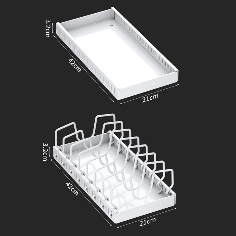 Kitchen Pull-Out Rack Pots And Pans Organizer Cabinet Countertop Dish Tray