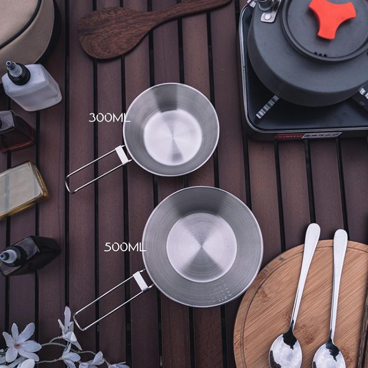 Portable Foldable Stainless Steel Bowl With Storage Bag Camping Cutlery Set