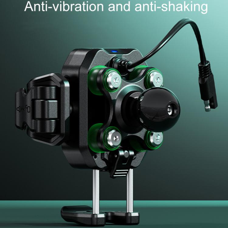 Kewig M33-A5 Outdoor Riding Shock Absorbing Anti-Theft 15W QI Wireless Charger Cell Phone Mounting Bracket