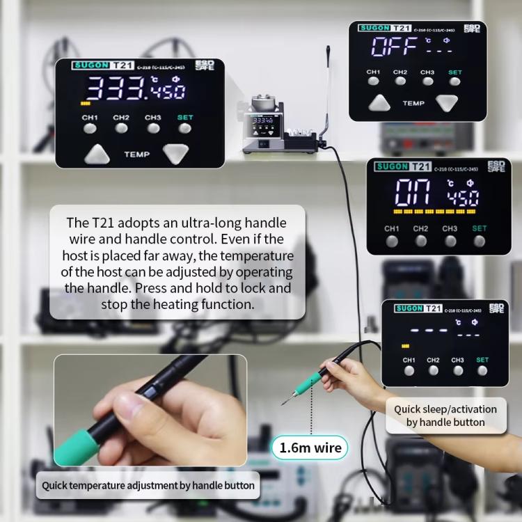 SUGON T21 Constant Temperature Soldering Station 120W High Power Soldering Iron With I/IS/K Tip Nozzle