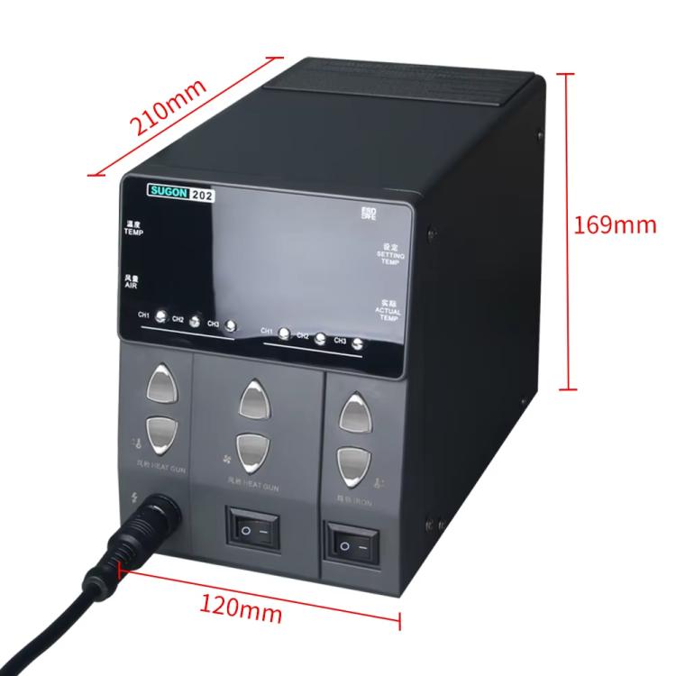 SUGON 202 2 In 1 Soldering Iron Dual Display Cell Phone Repair Hot Air Thermostat Soldering Station Combination Set
