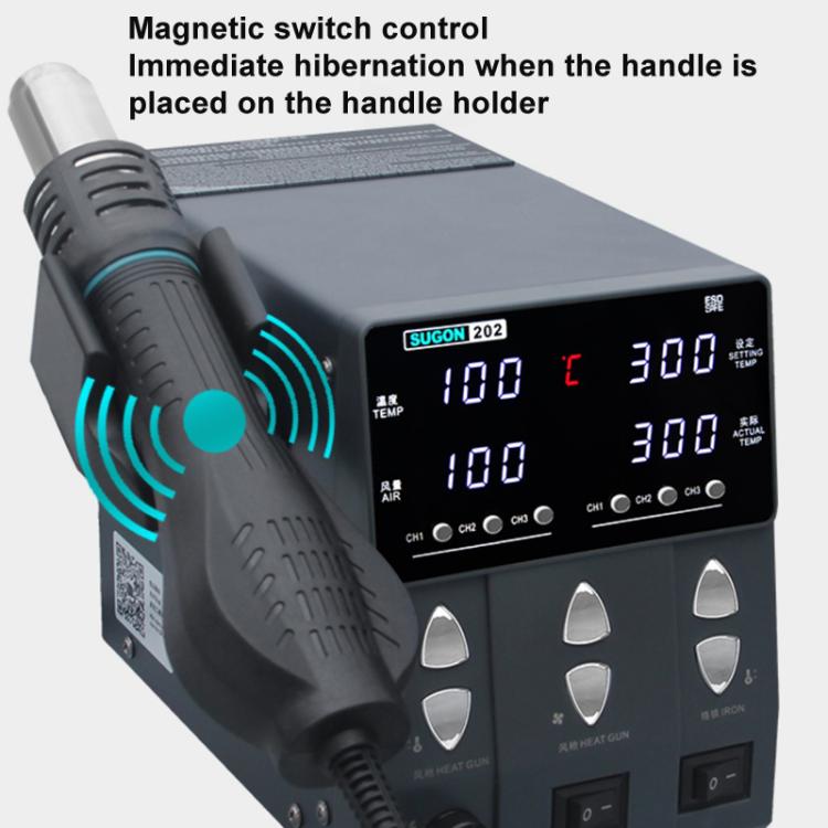 SUGON 202 2 In 1 Soldering Iron Dual Display Cell Phone Repair Hot Air Thermostat Soldering Station Combination Set
