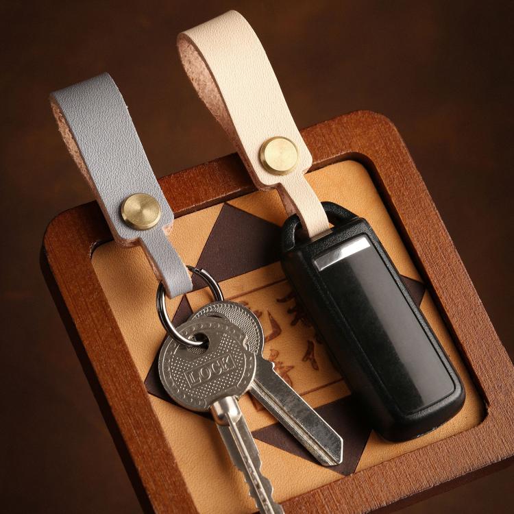 Hallmo Universal Cowhide Handmade Lanyard Keychain Car Remote Control Pendant