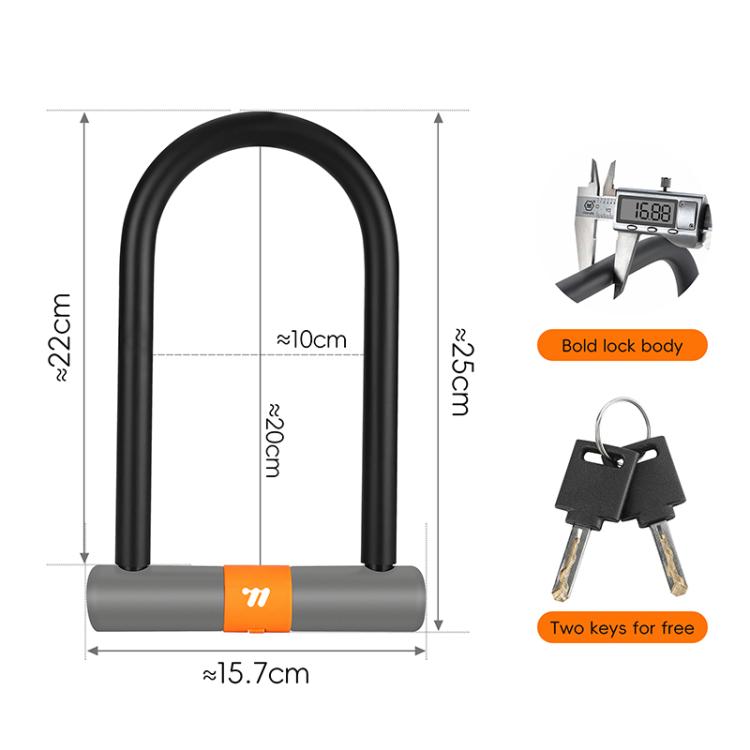 WEST BIKING Bicycle Motorcycle Anti-theft Double-opening U-shaped Mortise Lock