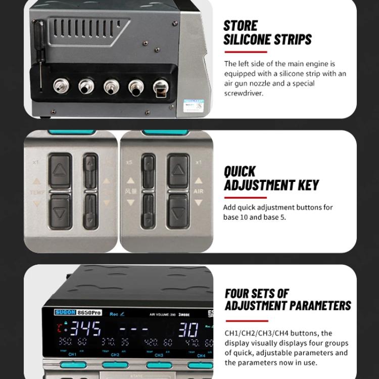 SUGON 8650Pro Curve Hot Air Soldering Station 1300W High Wind Power Maintenance Motherboard CPU Desoldering Station