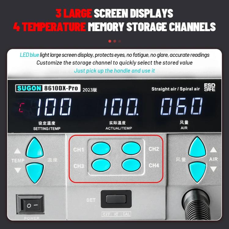 SUGON 8610DX-Pro 1000W Digital Display Hot Air Welding Station Cell Phone Repair Welding