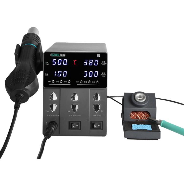 SUGON 212 2 In 1 Soldering Iron Dual Display Cell Phone Repair Hot Air Constant Temperature Soldering Station Combination Set