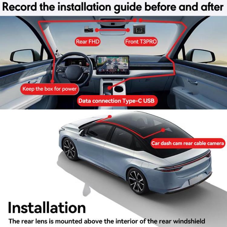 Anytek T3 PRO 2 inch 2K HD Night Vision Car Recorder Hidden Car Camera Front & Rear Dual Recording