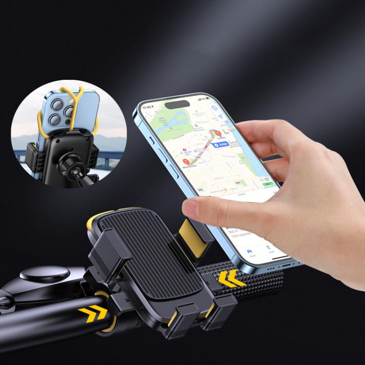 Bicycle and Motorcycle Phone Holder with Hidden Silicone Strap