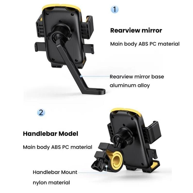 Bicycle and Motorcycle Phone Holder with Hidden Silicone Strap