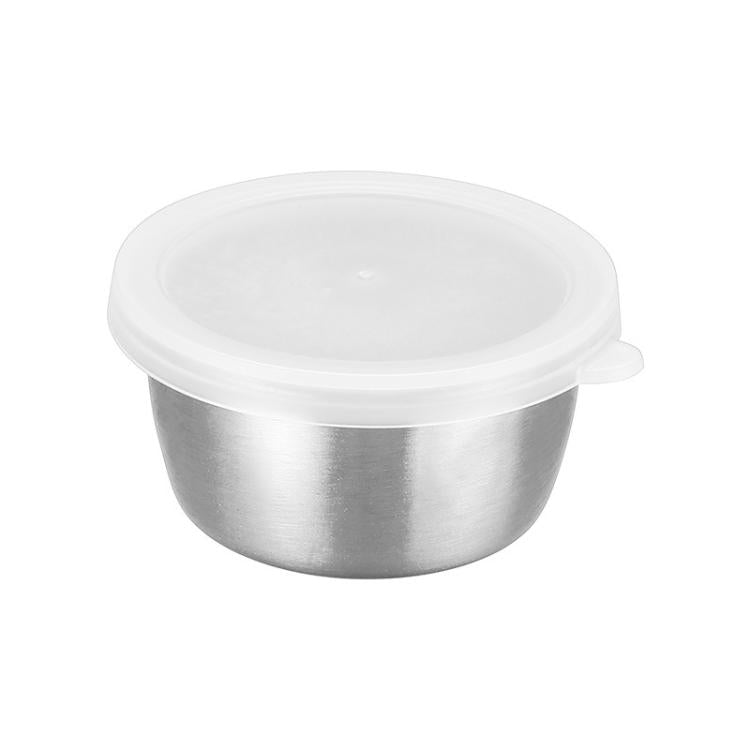 304 Stainless Steel Sauce Cup With Plastic Lid Sealed Leak-Proof Dipping Dish Seasoning Dish