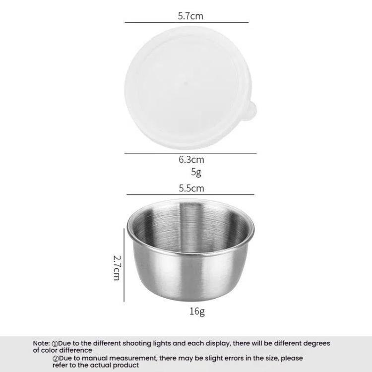304 Stainless Steel Sauce Cup With Plastic Lid Sealed Leak-Proof Dipping Dish Seasoning Dish