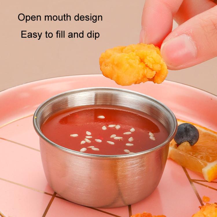 304 Stainless Steel Sauce Cup With Plastic Lid Sealed Leak-Proof Dipping Dish Seasoning Dish