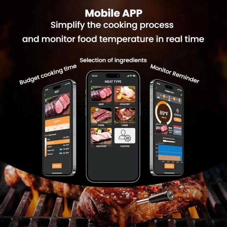 Smart Wireless Bluetooth BBQ Grill Thermometer Home Use Kitchen Food Oven Thermometer