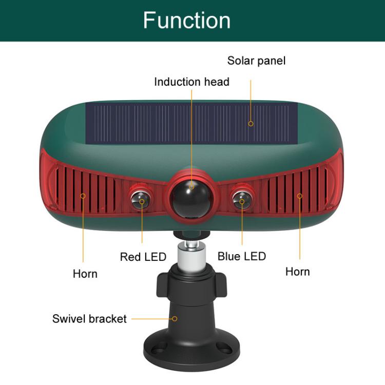 N911Y Outdoor Solar Alarm Infrared Sensor Sound And Light Animal Repeller