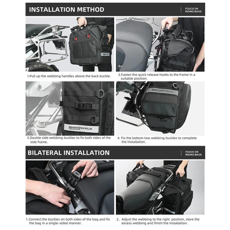 Rhinowalk MTR2050 25L-32L Expandable Large Capacity Quick-release Motorcycle Side Bag