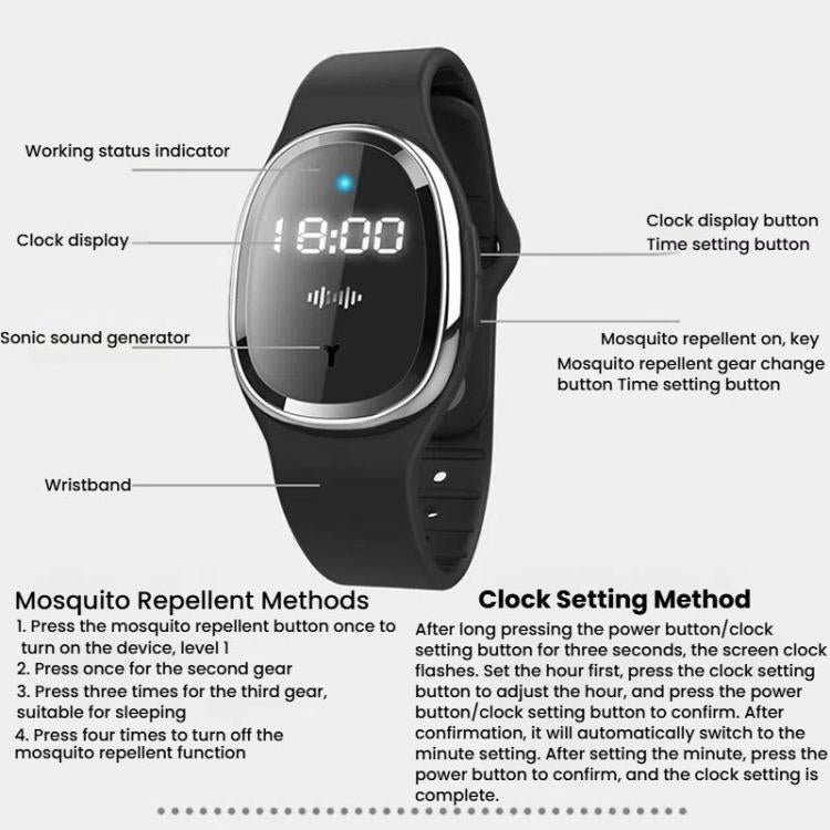 Smart Ultrasonic Mosquito Repellent Watch Kids Outdoor Anti-mosquito Bracelet Wristband