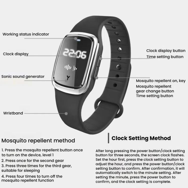 Ultrasonic Mosquito Repellent Watch Outdoor Mosquito Repellent Bracelet