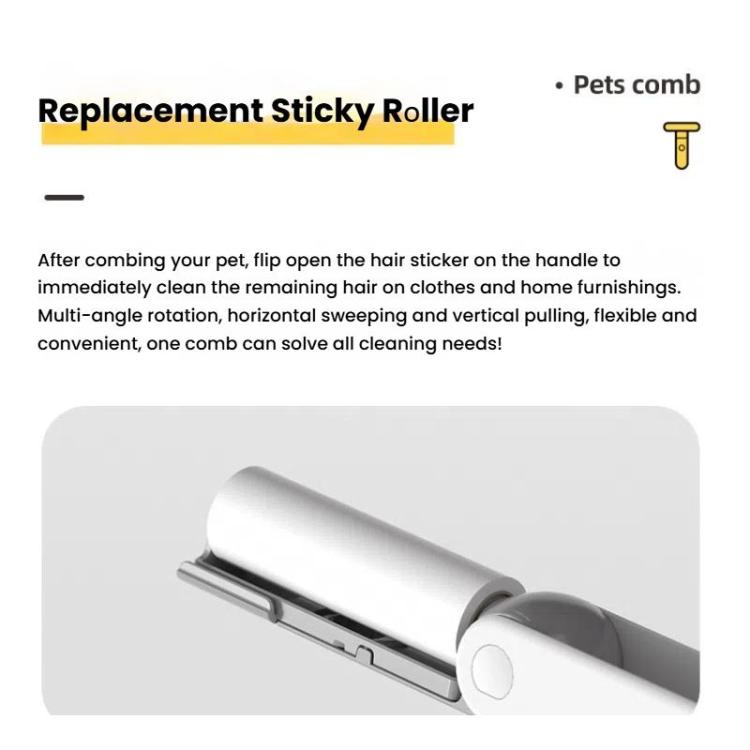3-in-1 Pet Grooming Comb Sticky Roller for Cats and Dogs, Removes Loose Hair, Detangles