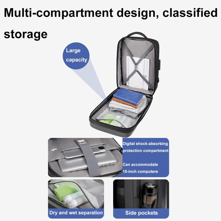 OUMANTU 966 Large-Capacity Waterproof Three-Dimensional Password Lock Laptop Backpack