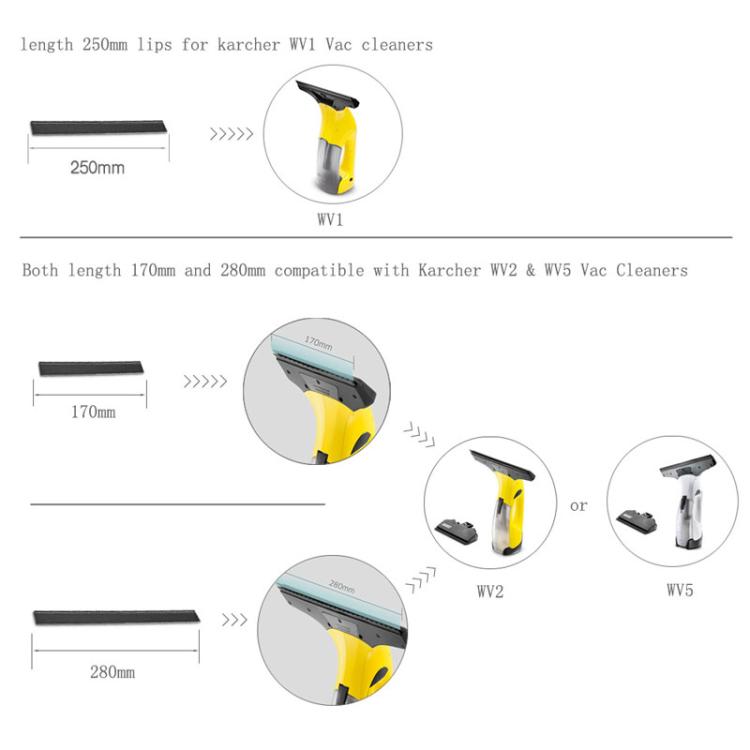 1pair For Karcher Window Cleaner Rubber Scraper Accessories