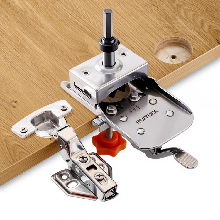 RUITOOL Stainless Steel Hinge Puncher Locator Adjustable Margin Quick Jig Woodworking Closet Door Hinge Punching Tool