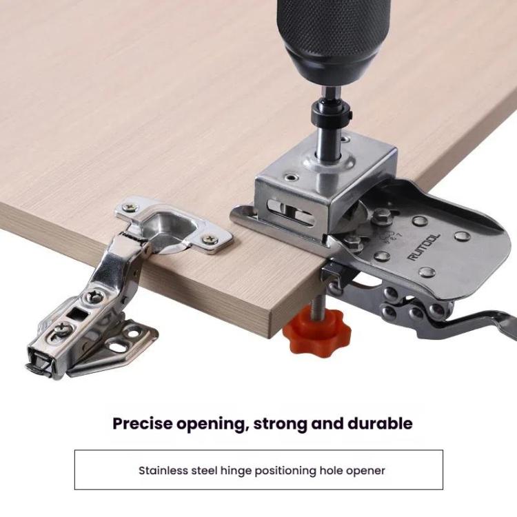 RUITOOL Stainless Steel Hinge Puncher Locator Adjustable Margin Quick Jig Woodworking Closet Door Hinge Punching Tool