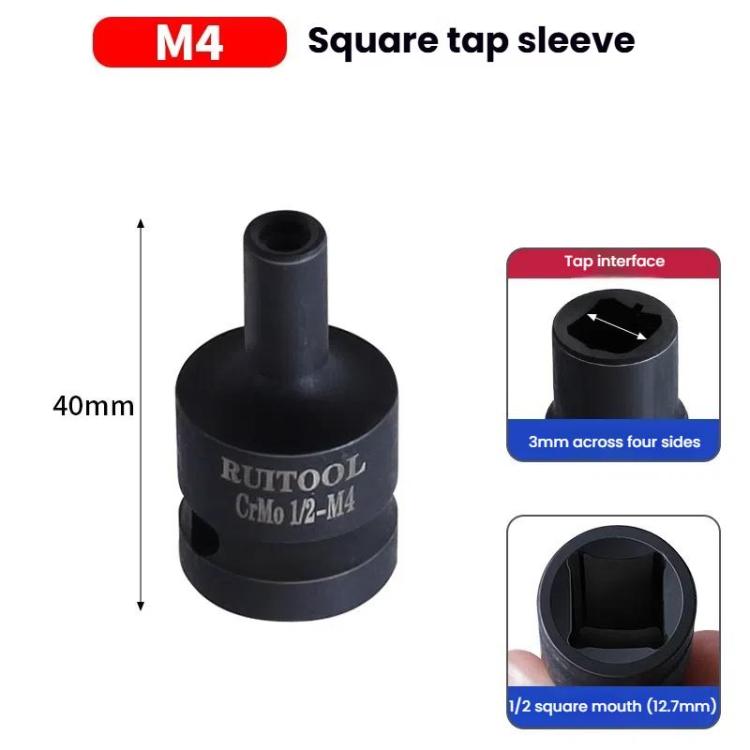 RUITOOL 1/2 inch Tap Socket Pneumatic Wrench Square Socket Inner Quarter Square Hole Wrench Tool