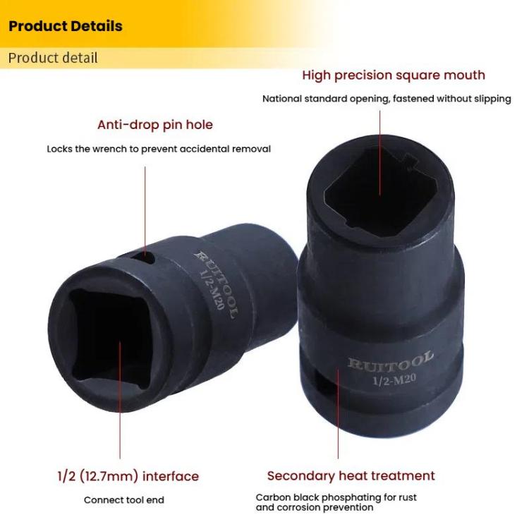 RUITOOL 1/2 inch Tap Socket Pneumatic Wrench Square Socket Inner Quarter Square Hole Wrench Tool