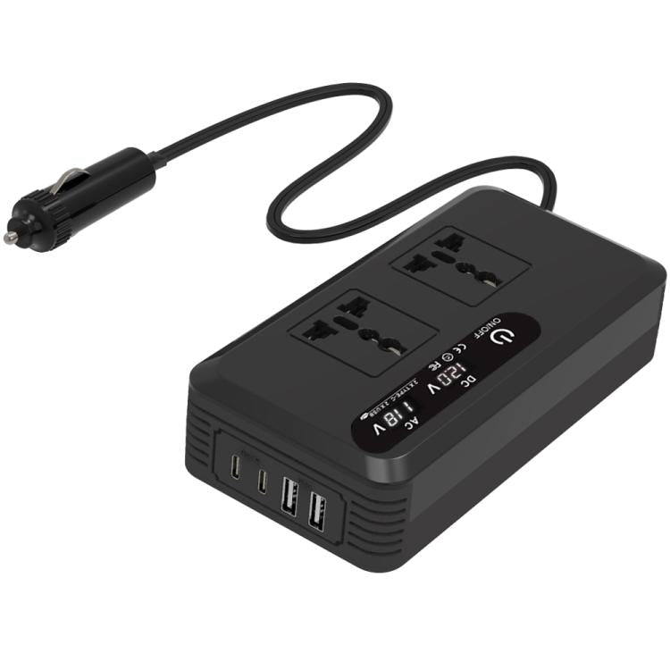 Gurxun Dual Digital Display Car Inverter With 2 USB+2 Type-C Ports