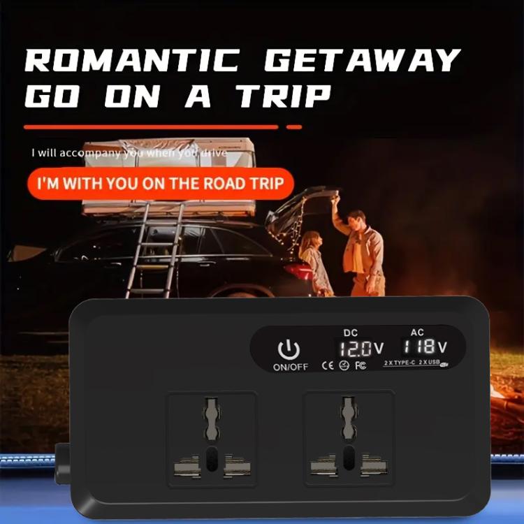 Gurxun Dual Digital Display Car Inverter With 2 USB+2 Type-C Ports