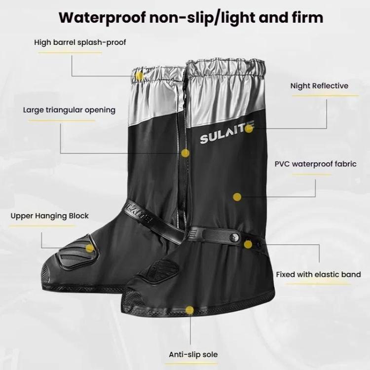SULAITE Motorcycle Shoe Cover Thickened Anti-slip Wear-resistant Rain Shoes Outdoor Riding Adult Rain Boots