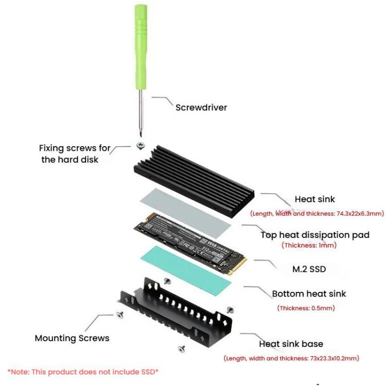 FinalCool M.2 2280 NVME SSD Radiator Aluminum Heat Sink for Desktop PC PS5