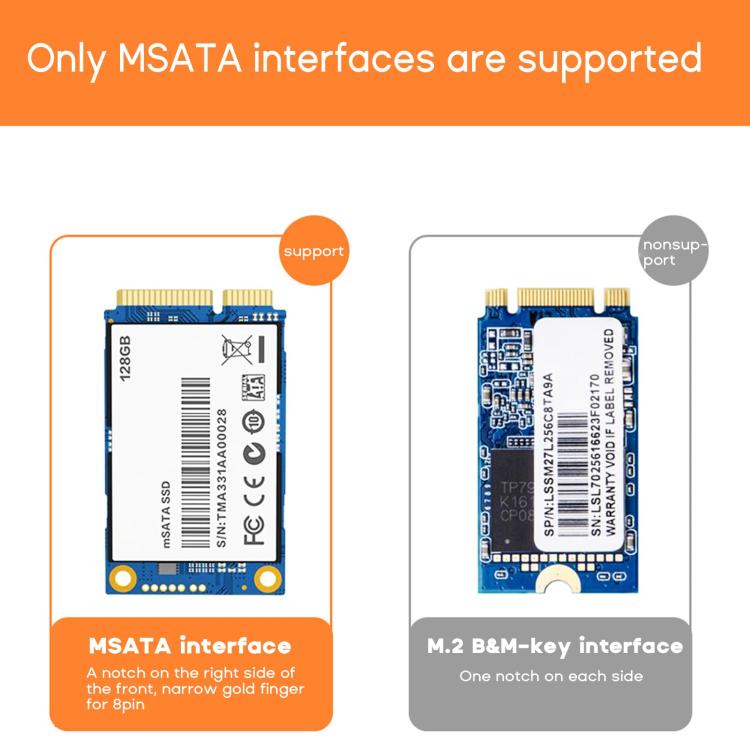 JEYI mSATA to USB 3.1 Type-C 6Gbps SSD Enclosure Adapter Case Aluminum External SSD Case