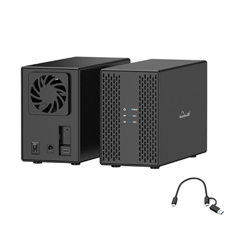 Blueendless DB3502F USB3.0/Type-C Non-array 2.5/3.5-inch Dual-Bay Mobile Hard Disk Box