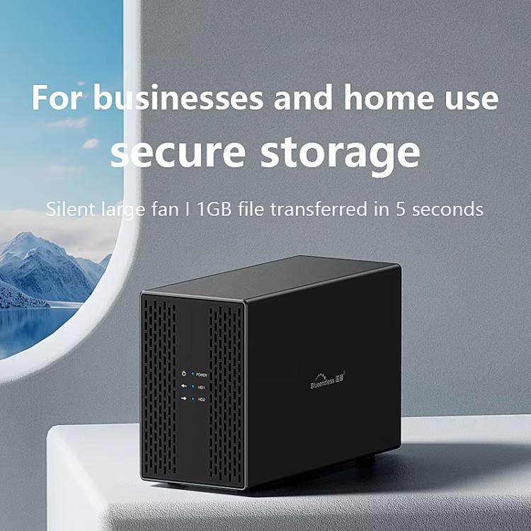 Blueendless DB3502F USB3.0/Type-C Non-array 2.5/3.5-inch Dual-Bay Mobile Hard Disk Box