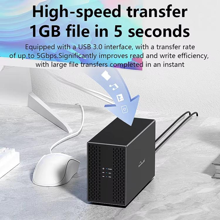 Blueendless DB3502F USB3.0/Type-C Non-array 2.5/3.5-inch Dual-Bay Mobile Hard Disk Box