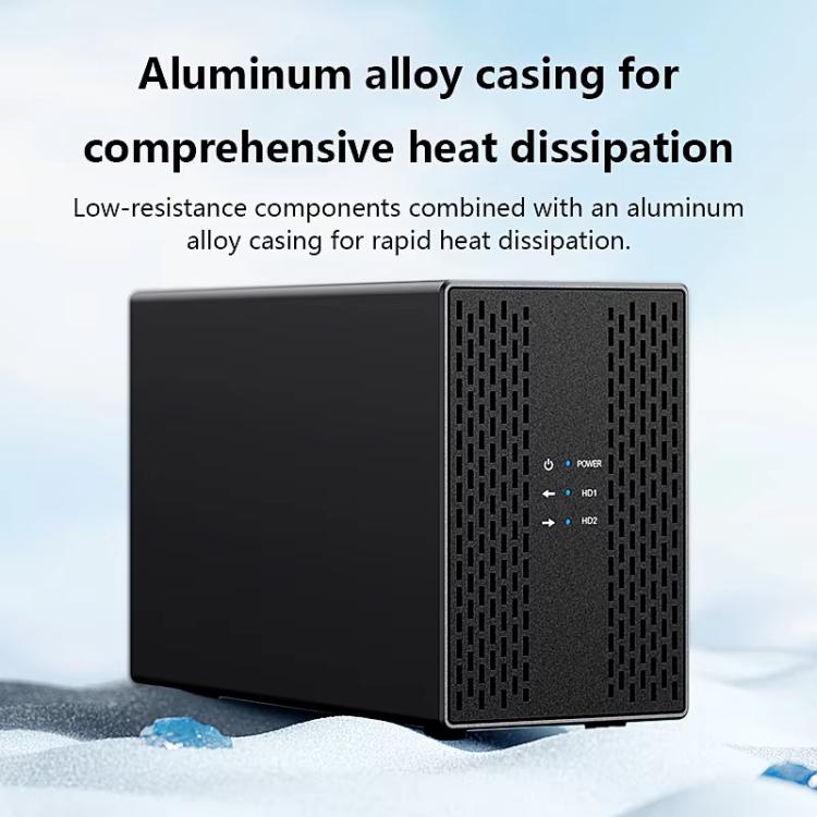 Blueendless DB3502F USB3.0/Type-C Non-array 2.5/3.5-inch Dual-Bay Mobile Hard Disk Box