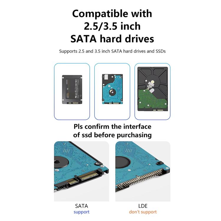 Blueendless DB3502F USB3.0/Type-C Non-array 2.5/3.5-inch Dual-Bay Mobile Hard Disk Box