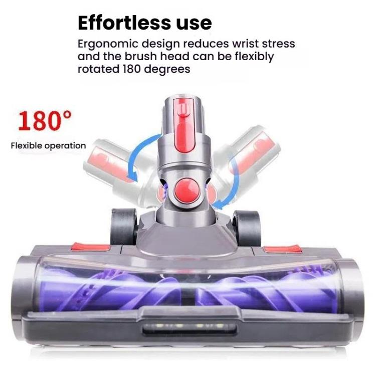 For Dyson V7 V8 V10 V11 V15 Vacuum Cleaner Double Roller Direct Drive Brush Head with LED Light