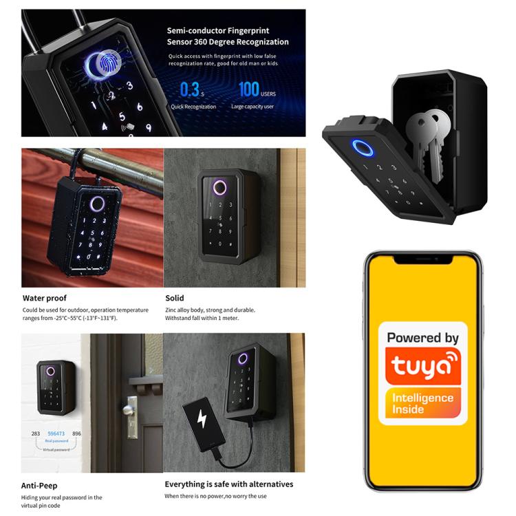 Smart Bluetooth Key Box Supports Fingerprint/APP/Password/IC Card Unlocking