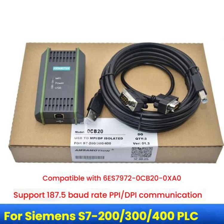 AMSAMOTION USB-MPI Programming Cable For Siemens S7-200/300/400PLC / 6ES7972-0CB20-0XA0