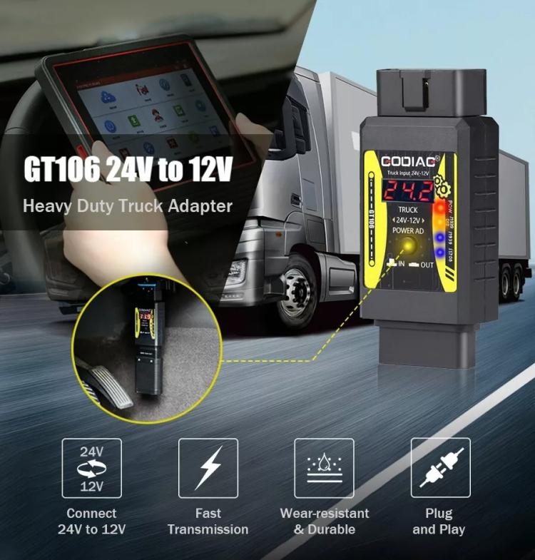 GODIAG GT106 PLUS 24V to 12V Heavy Duty Truck Adapter
