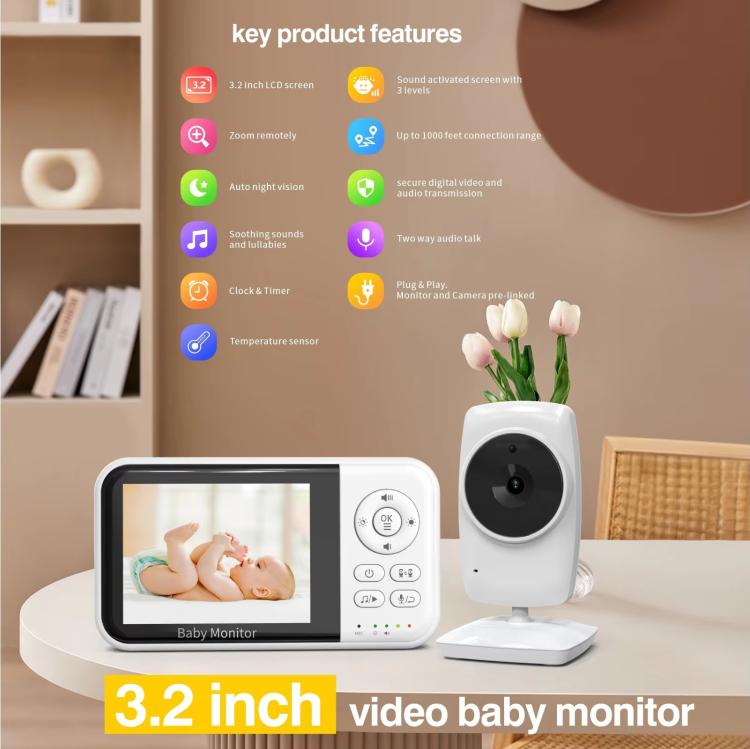 3.2 inch LCD Wireless Video Baby Monitor 2 Way Audio Talk Night Vision Surveillance Security Camera