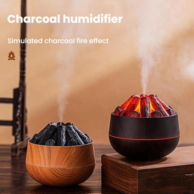 Simulated Charcoal Fire Ambient Night Light Humidifier USB Large Mist Flame Humidifier