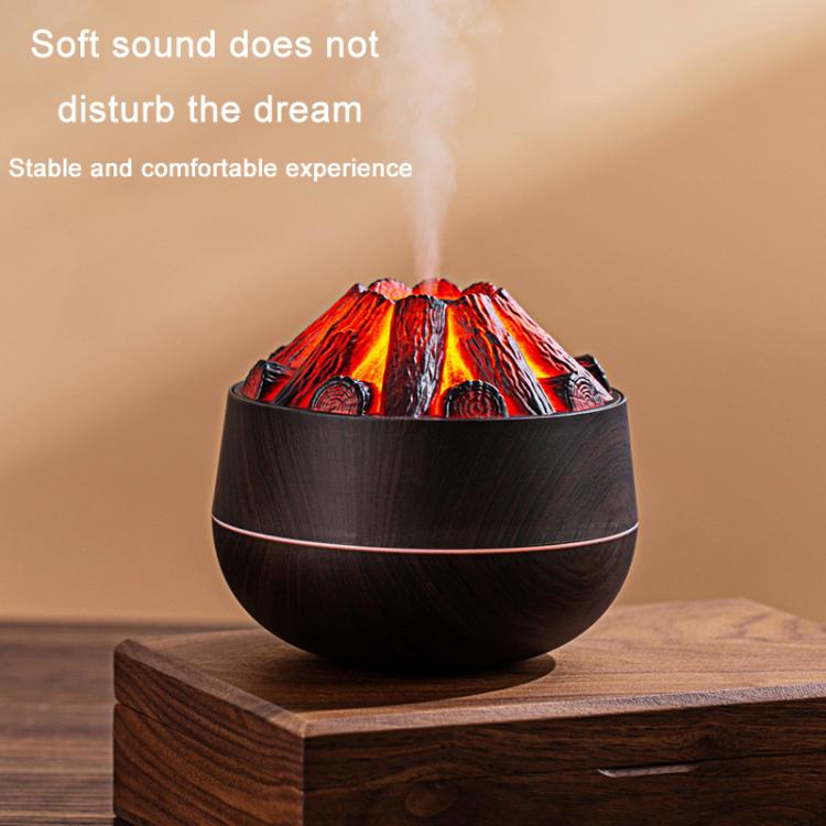 Simulated Charcoal Fire Ambient Night Light Humidifier USB Large Mist Flame Humidifier
