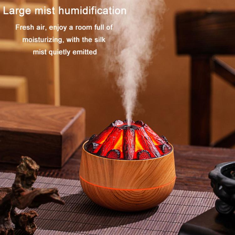 Simulated Charcoal Fire Ambient Night Light Humidifier USB Large Mist Flame Humidifier